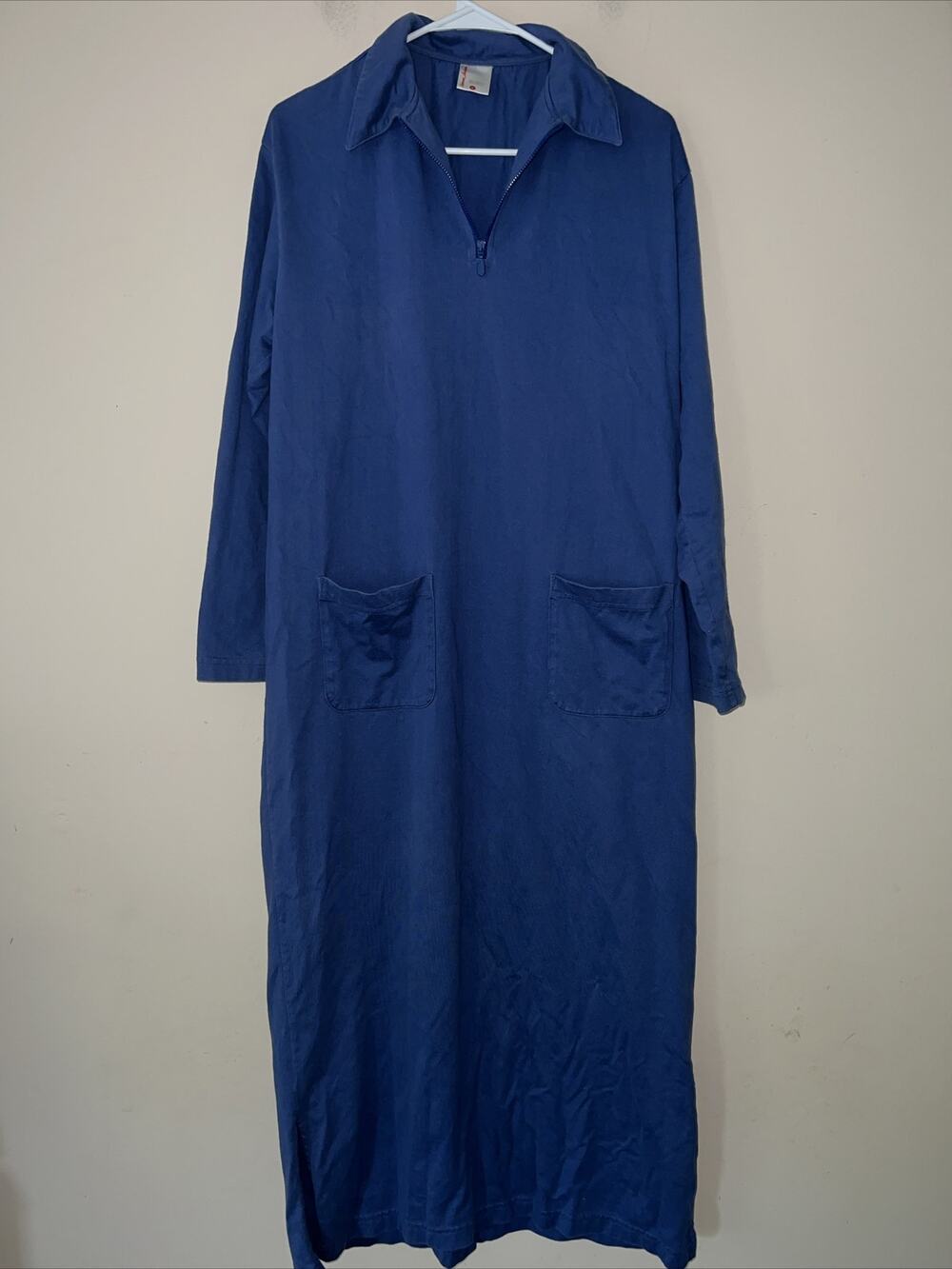 Hanna Andersson Blue Long Sleeve Maxi Dress with Pockets Quarter Zip Womens M